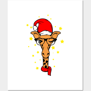 Christmas Giraffe Posters and Art